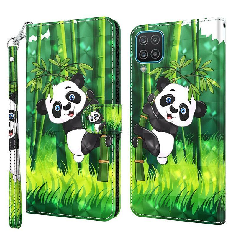 Folio-fodral Samsung Galaxy M12 / A12 Panda Och Bambu