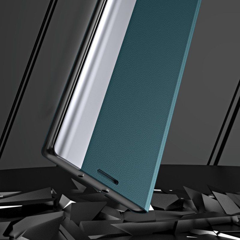 Folio-fodral Samsung Galaxy M52 5G Läderfodral Litchi Konstläder Magnetlås