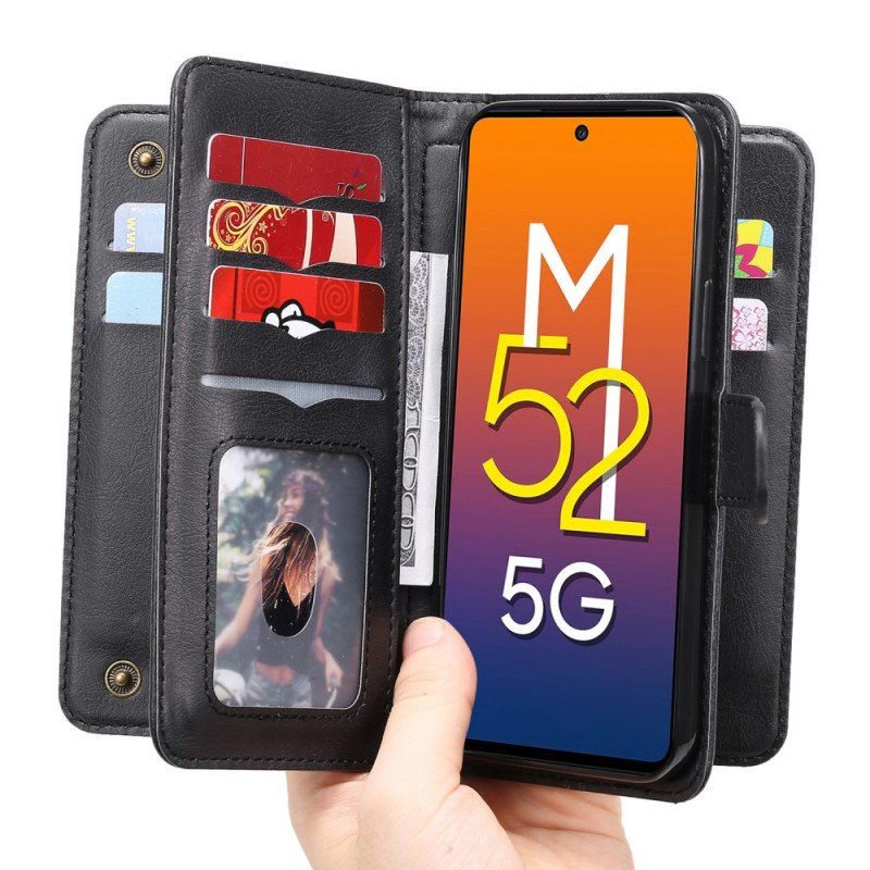 Folio-fodral Samsung Galaxy M52 5G Plånboksfodral Läder Och Plånbok