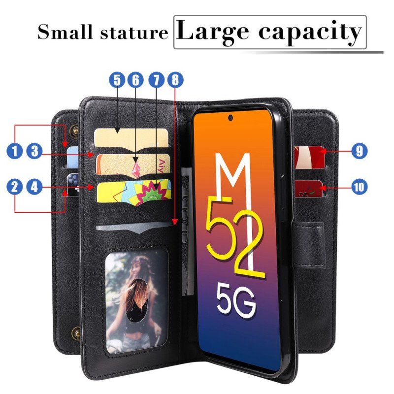 Folio-fodral Samsung Galaxy M52 5G Plånboksfodral Läder Och Plånbok