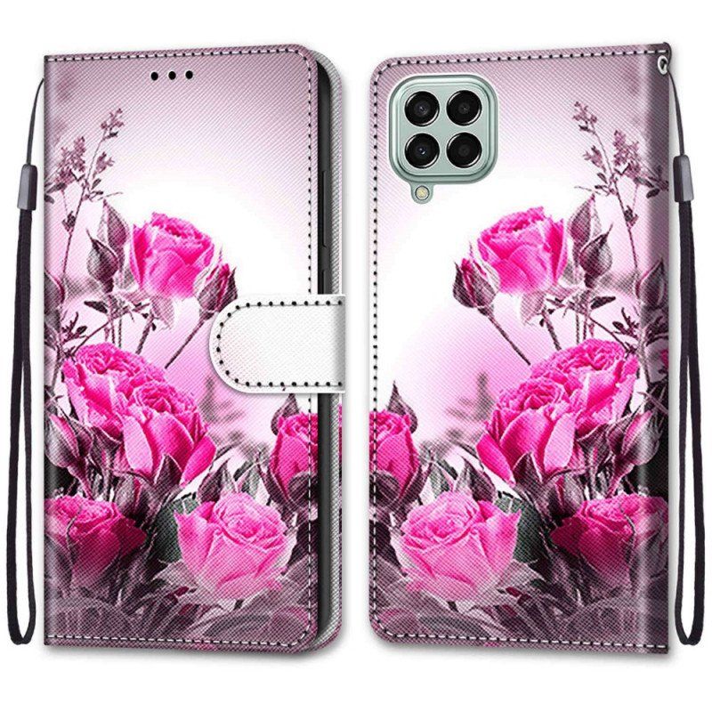 Folio-fodral Samsung Galaxy M53 5G Med Kedjar Rem Blommor