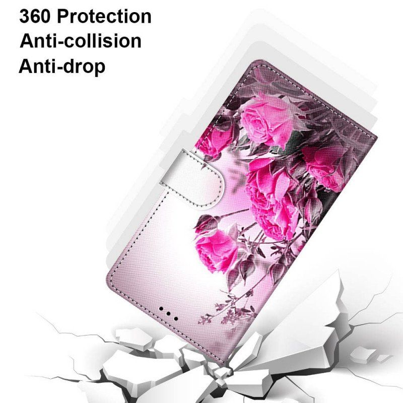 Folio-fodral Samsung Galaxy M53 5G Med Kedjar Rem Blommor