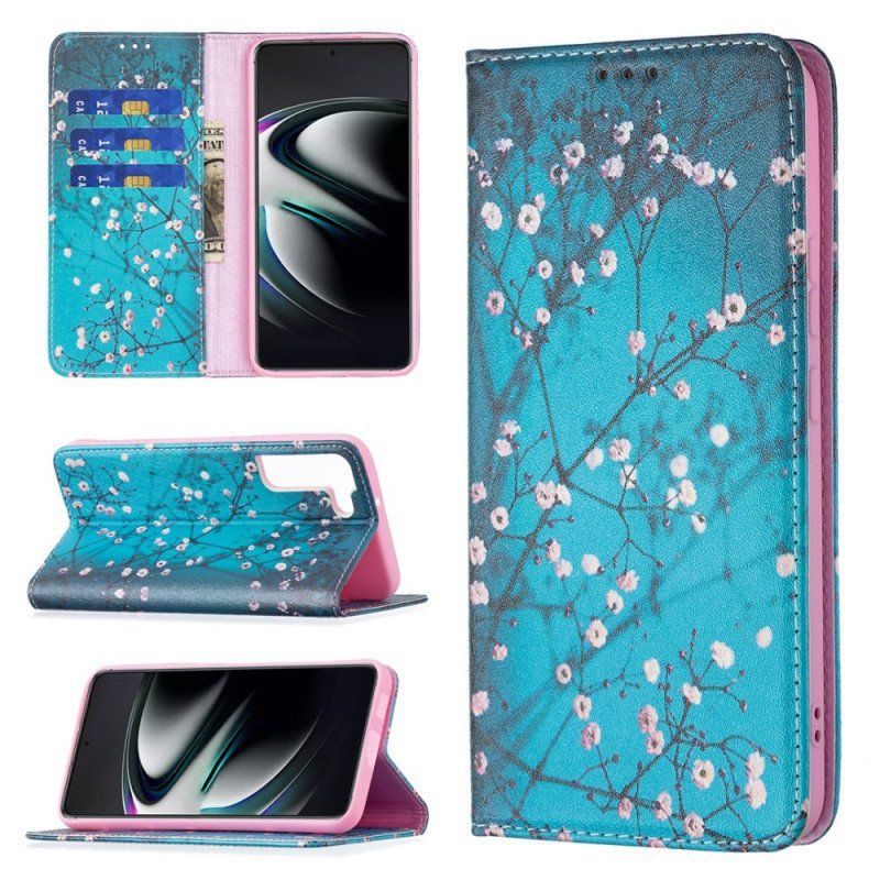 Folio-fodral Samsung Galaxy S22 Plus 5G Läderfodral Blommande Grenar