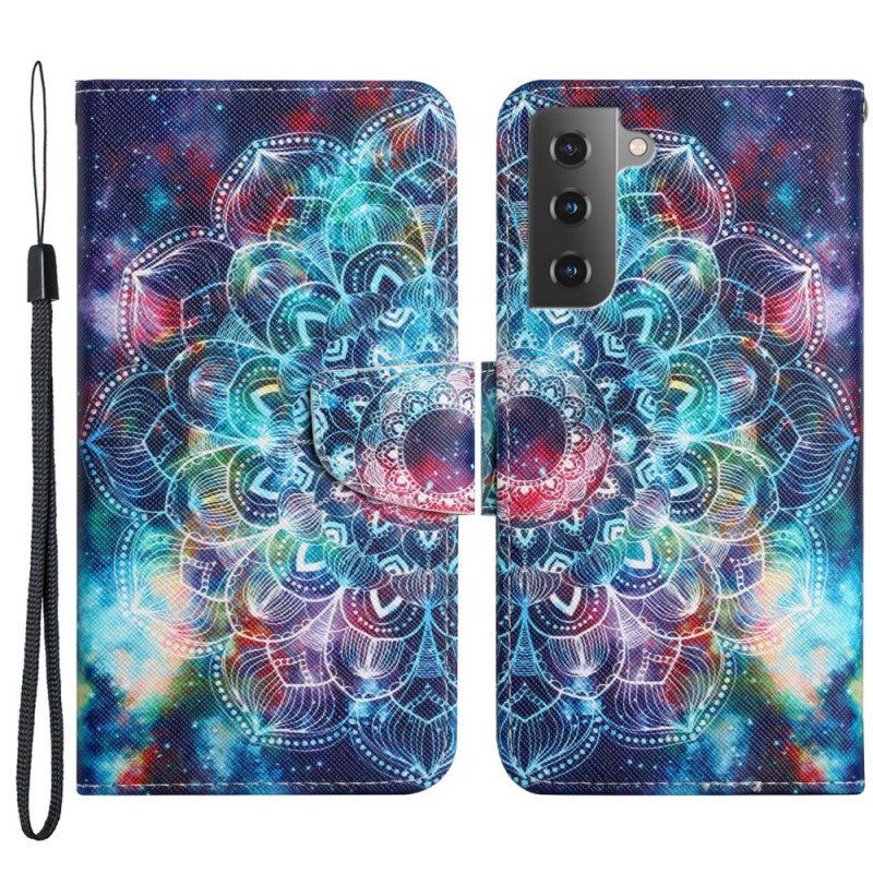 Folio-fodral Samsung Galaxy S22 Plus 5G Med Kedjar Flashy Half Mandala Strappy