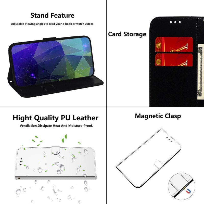 Folio-fodral Samsung Galaxy S22 Plus 5G Spegelskydd I Konstläder