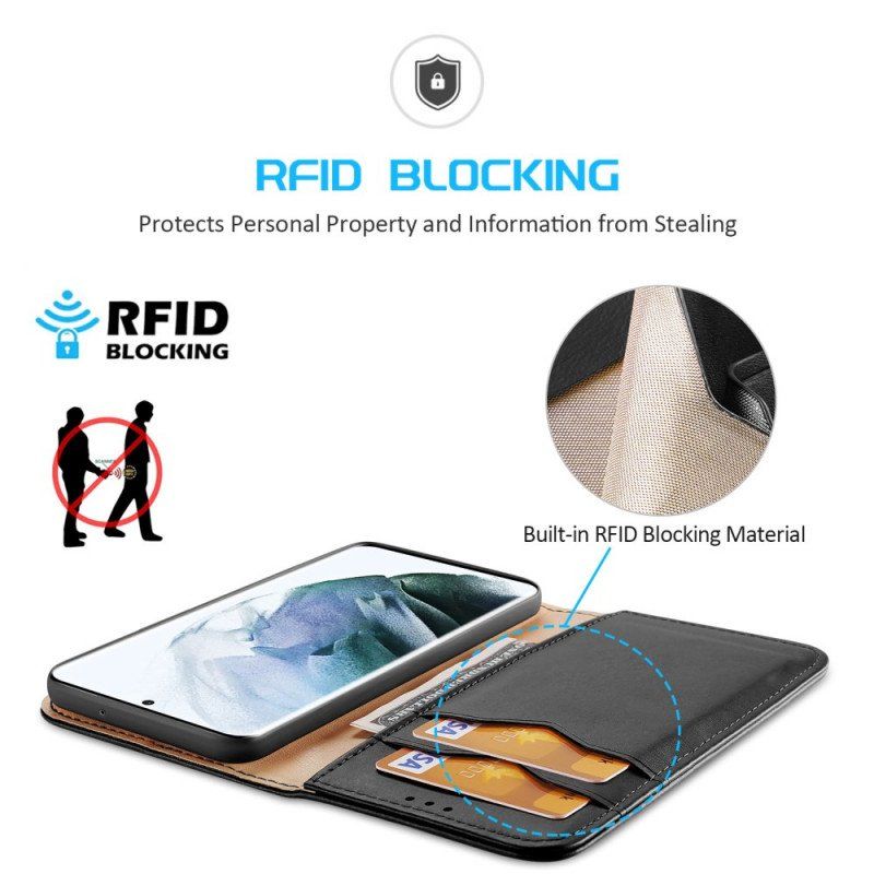 Folio-fodral Samsung Galaxy S22 Ultra 5G Läderfodral Rfid Dux Ducis