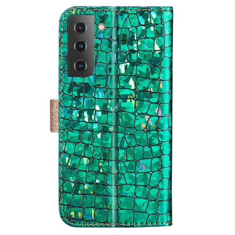 Folio-fodral Samsung Galaxy S23 5G Krokodil Diamanter