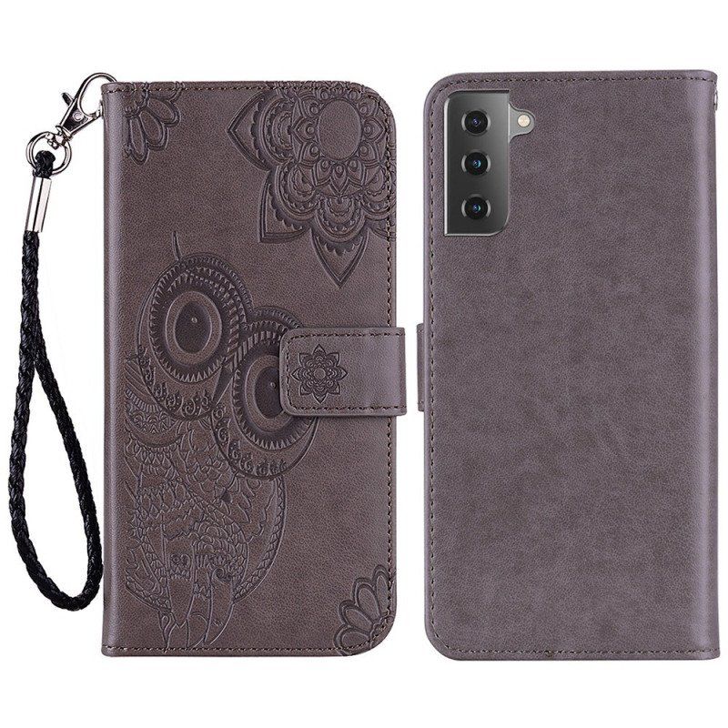 Folio-fodral Samsung Galaxy S23 5G Uggla Mandala Och Lanyard