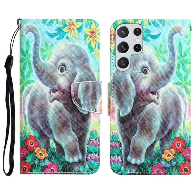 Folio-fodral Samsung Galaxy S23 Ultra 5G Med Kedjar Thong Elephant