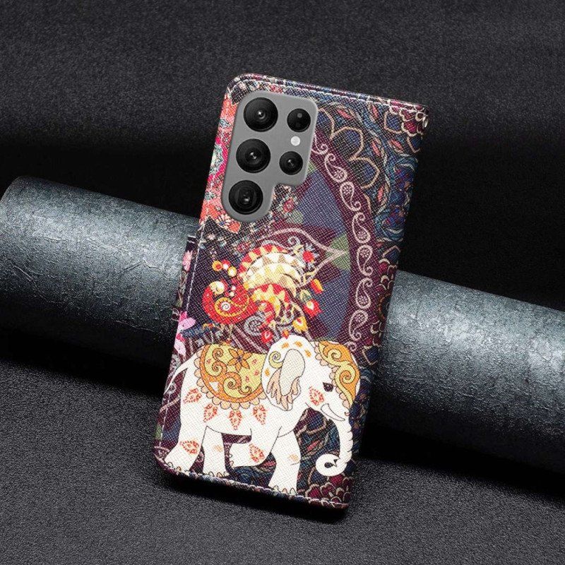 Folio-fodral Samsung Galaxy S23 Ultra 5G Tribal Elefant