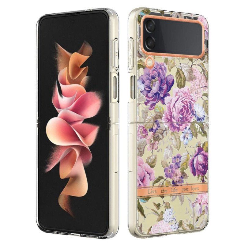 Folio-fodral Skal Samsung Galaxy Z Flip 4 Läderfodral Blommig