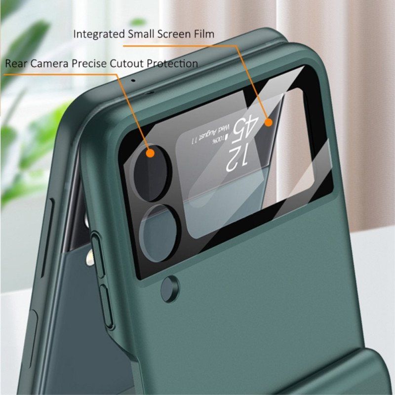 Folio-fodral Skal Samsung Galaxy Z Flip 4 Läderfodral Enfärgad Med Gkk-ring