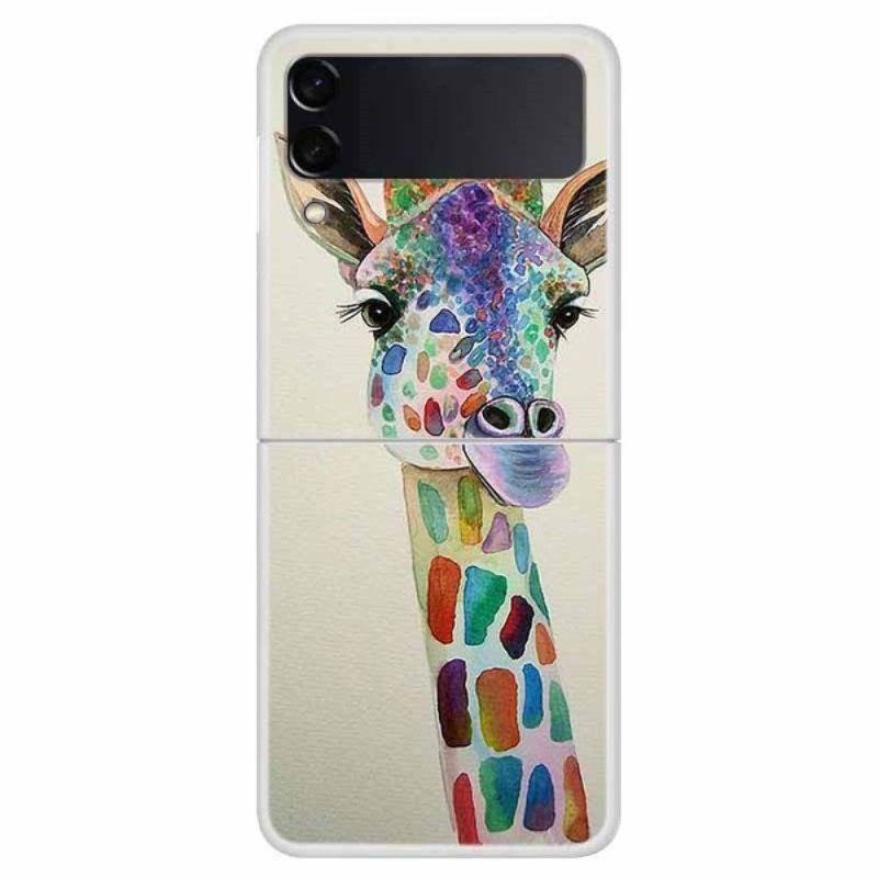 Folio-fodral Skal Samsung Galaxy Z Flip 4 Läderfodral Färgglad Giraff