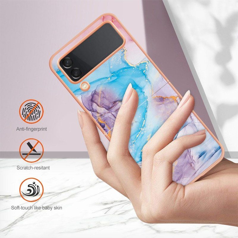 Folio-fodral Skal Samsung Galaxy Z Flip 4 Läderfodral Marmor Design