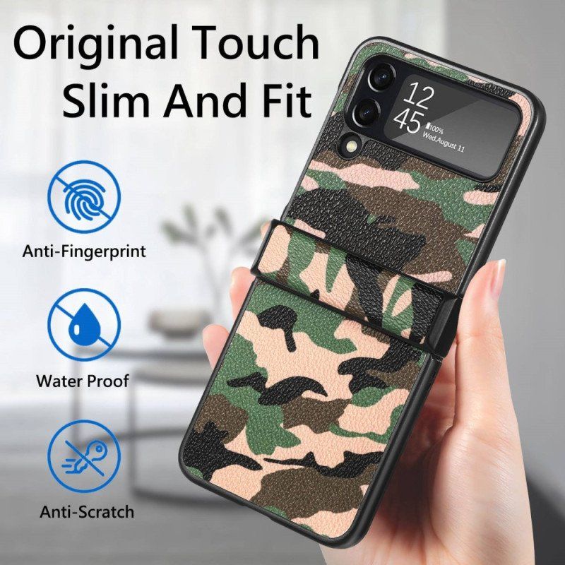 Folio-fodral Skal Samsung Galaxy Z Flip 4 Läderfodral Militärt Kamouflage