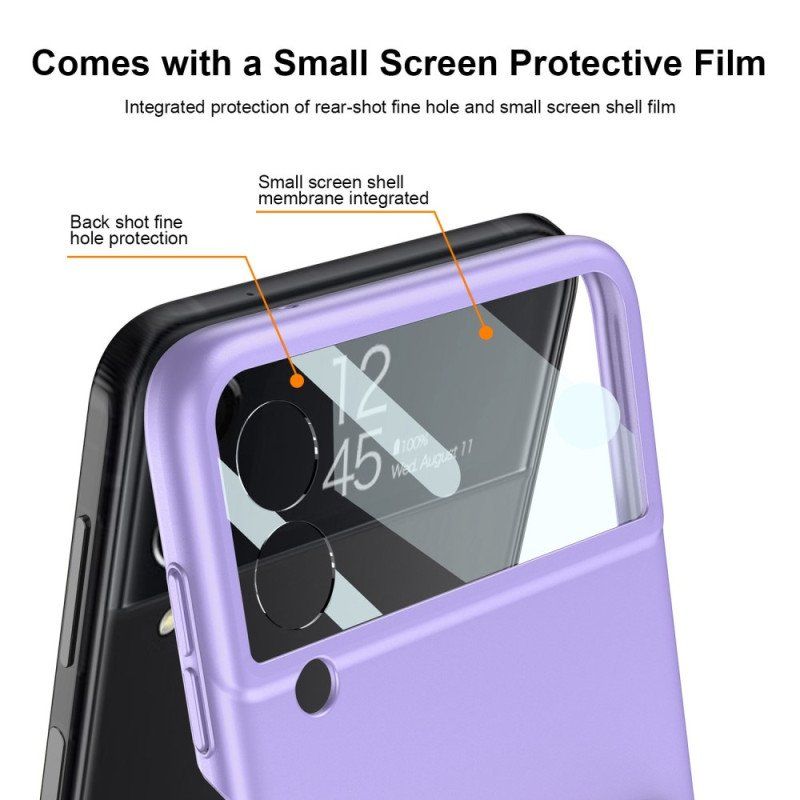 Folio-fodral Skal Samsung Galaxy Z Flip 4 Läderfodral Rem Och Film Gkk