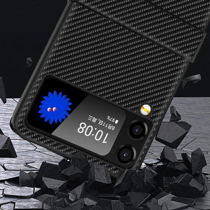 Folio-fodral Skal Samsung Galaxy Z Flip 4 Läderfodral Sidogångjärn I Kolfiber