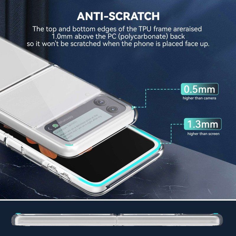 Folio-fodral Skal Samsung Galaxy Z Flip 4 Läderfodral Transparent Anti-gulning