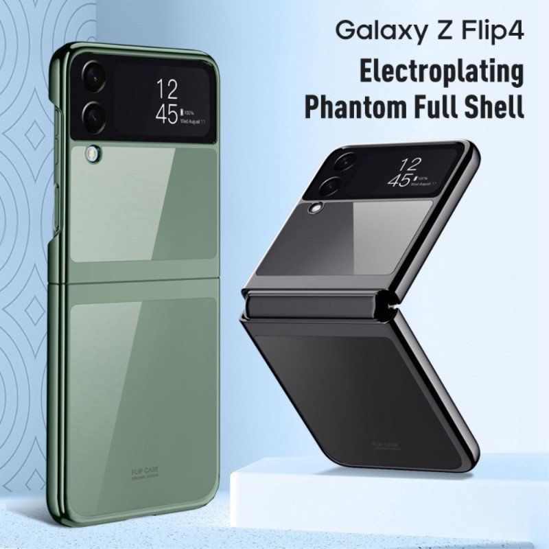 Folio-fodral Skal Samsung Galaxy Z Flip 4 Läderfodral Transparent Kontur Metallic