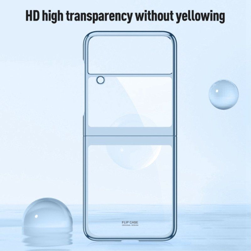 Folio-fodral Skal Samsung Galaxy Z Flip 4 Läderfodral Transparent Kontur Metallic