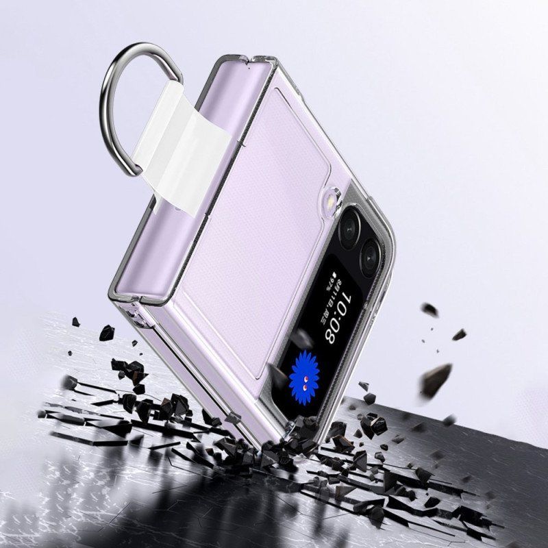 Folio-fodral Skal Samsung Galaxy Z Flip 4 Läderfodral Transparent Med Ring