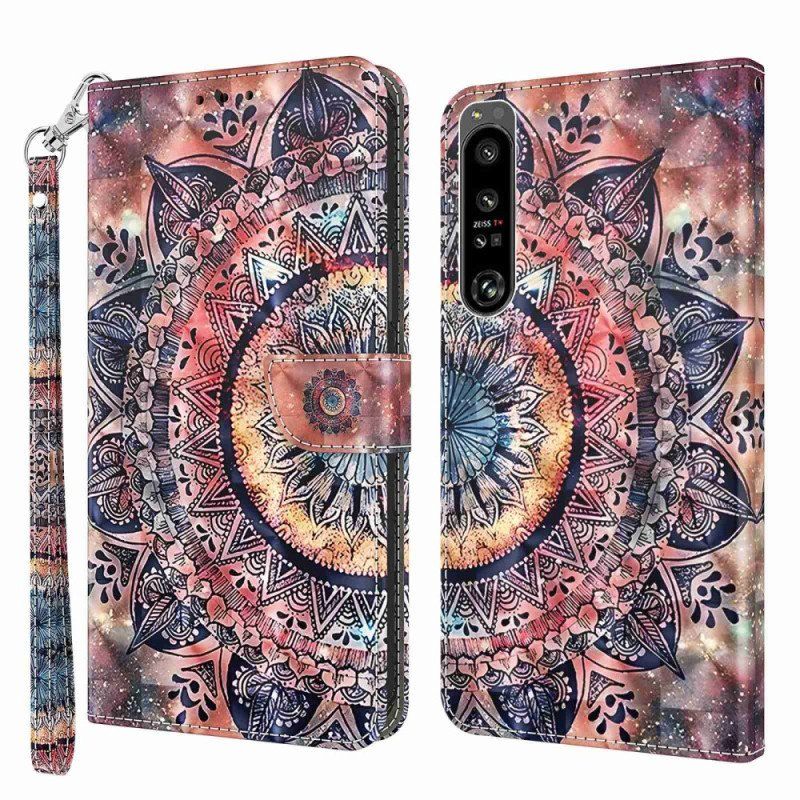 Folio-fodral Sony Xperia 1 IV Med Kedjar Färgglad Strappy Mandala