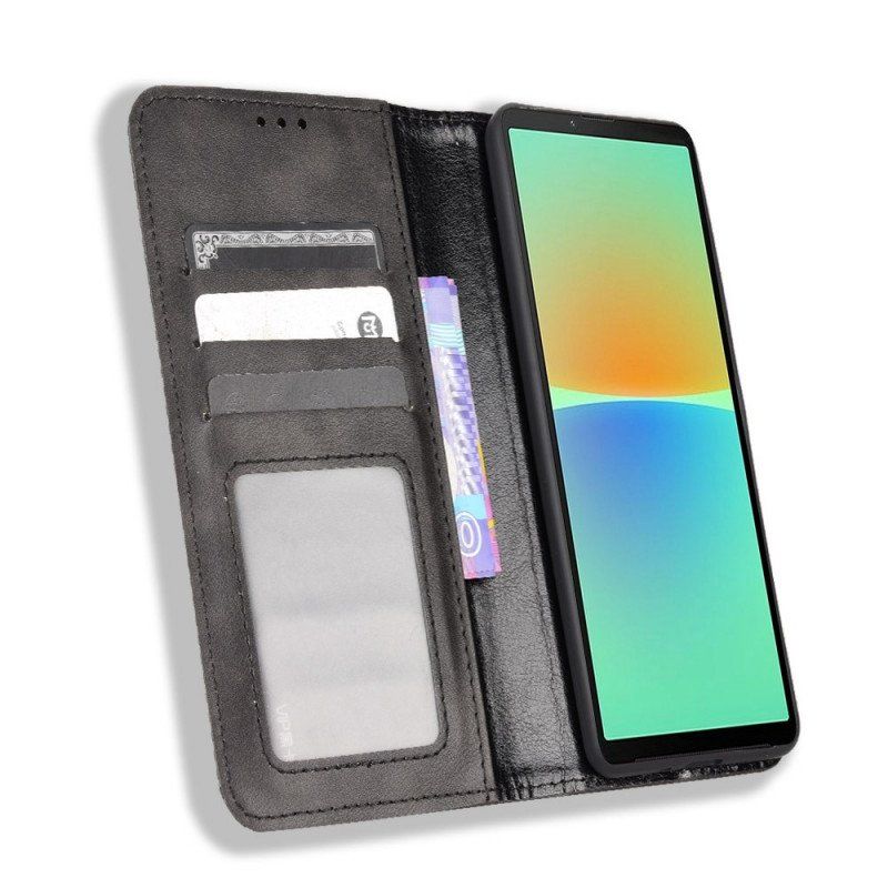 Folio-fodral Sony Xperia 10 IV Läderfodral Stiliserad Läderstil