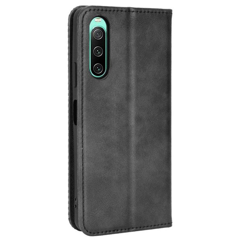 Folio-fodral Sony Xperia 10 IV Läderfodral Stiliserad Läderstil