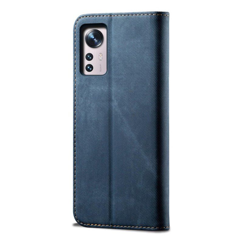 Folio-fodral Xiaomi 12 Pro Läderfodral Denim Tyg