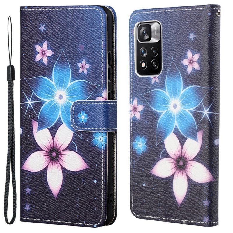 Folio-fodral Xiaomi Redmi Note 11 Pro / 11 Pro 5G Med Kedjar Lunar Strap Blommor