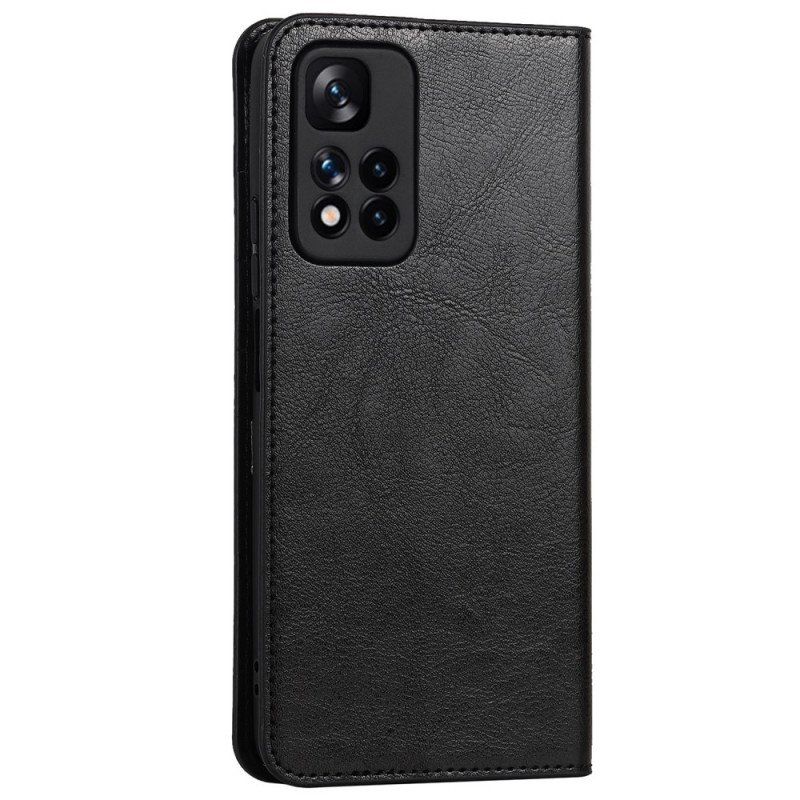 Folio-fodral Xiaomi Redmi Note 11 Pro Plus 5G Läderfodral Äkta Läder