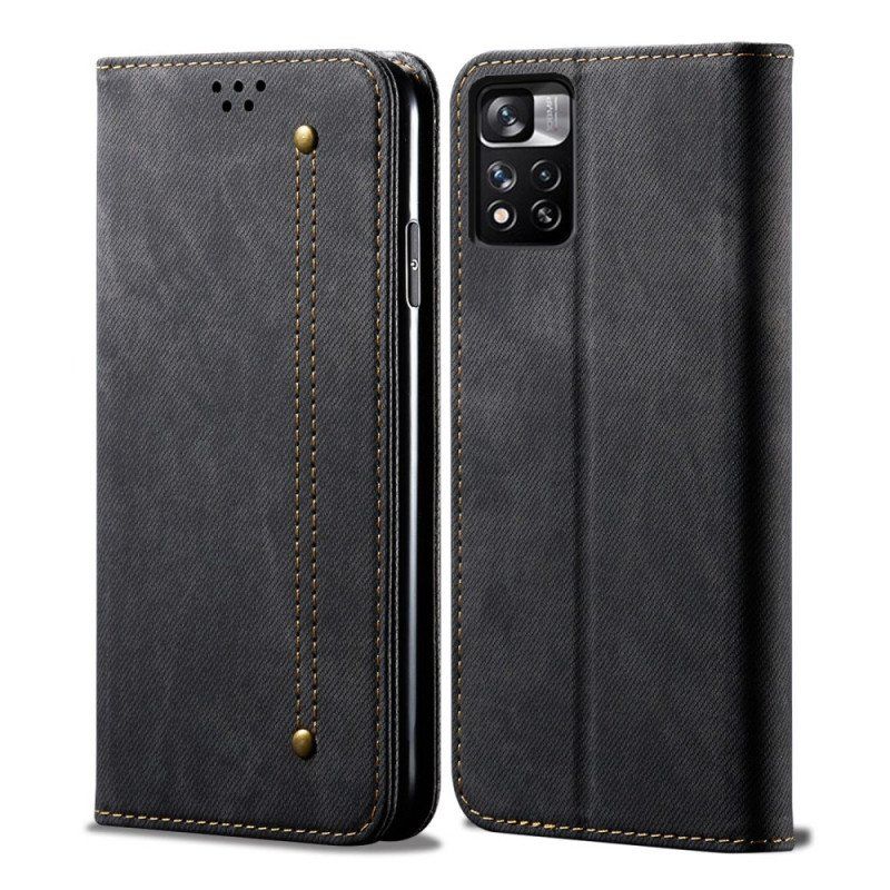 Folio-fodral Xiaomi Redmi Note 11 Pro Plus 5G Läderfodral Denim Tyg