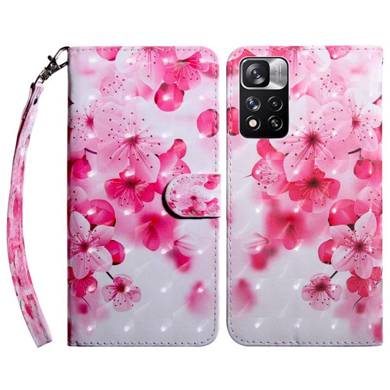 Folio-fodral Xiaomi Redmi Note 11 Pro Plus 5G Rosa Blommor