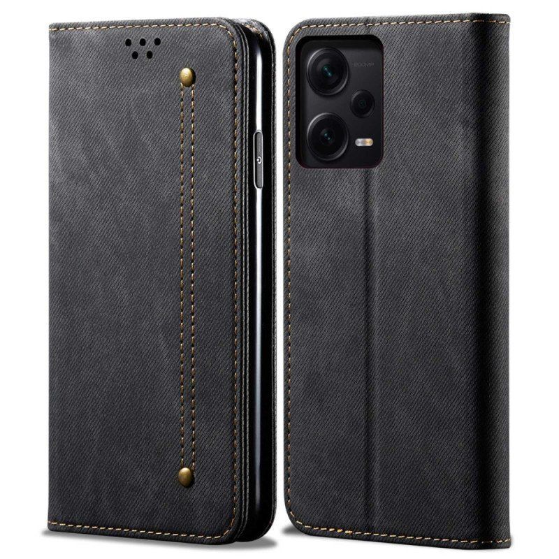 Folio-fodral Xiaomi Redmi Note 12 Pro Plus Läderfodral Denim Tyg