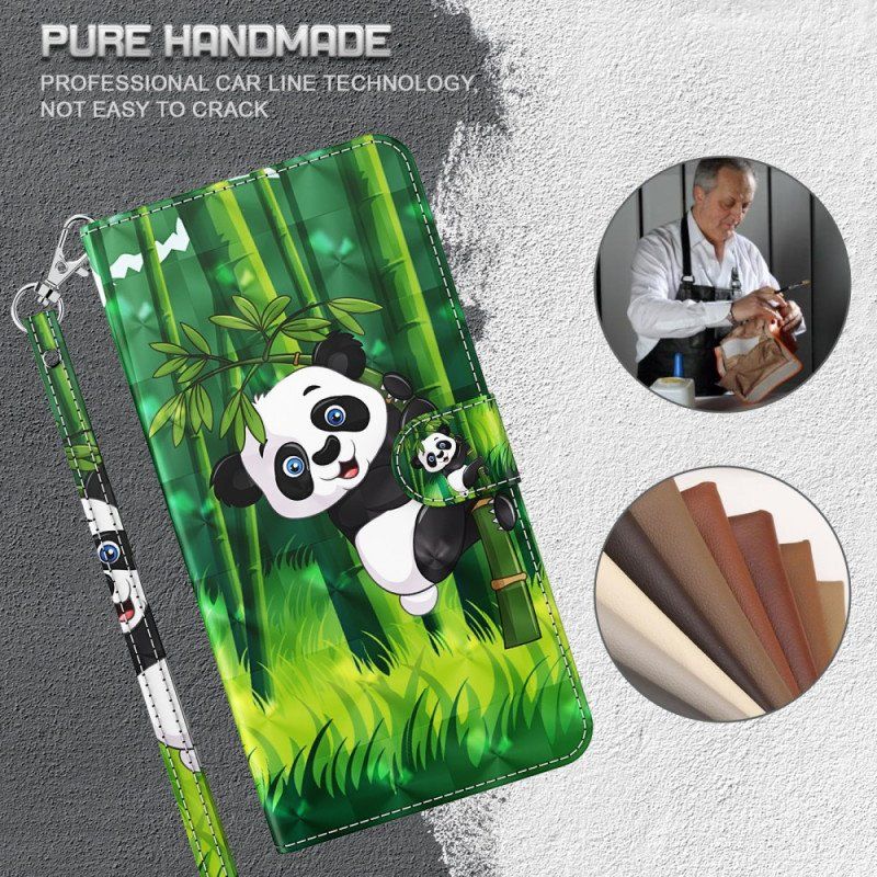 Läderfodral Moto G51 5G Panda Och Bambu