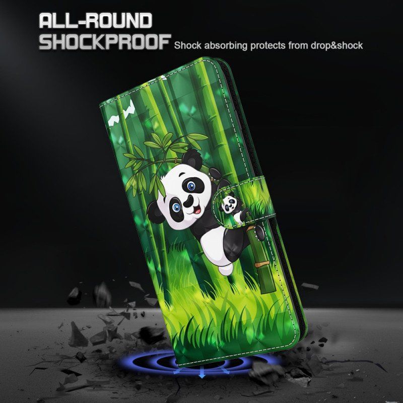 Läderfodral Moto G51 5G Panda Och Bambu