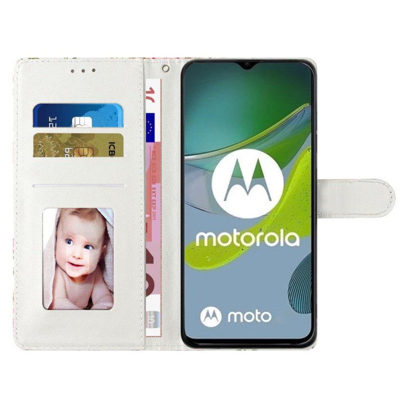 Läderfodral Moto G73 5G Med Kedjar Variation Av Marmorremsor