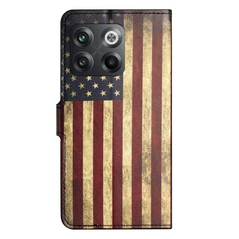 Läderfodral OnePlus 10T 5G Vintage Amerikanska Flaggan