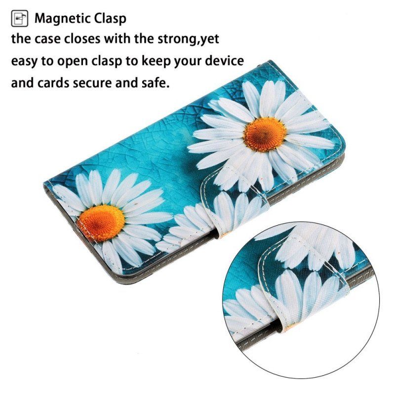 Läderfodral Samsung Galaxy A13 Med Kedjar Thong Daisies