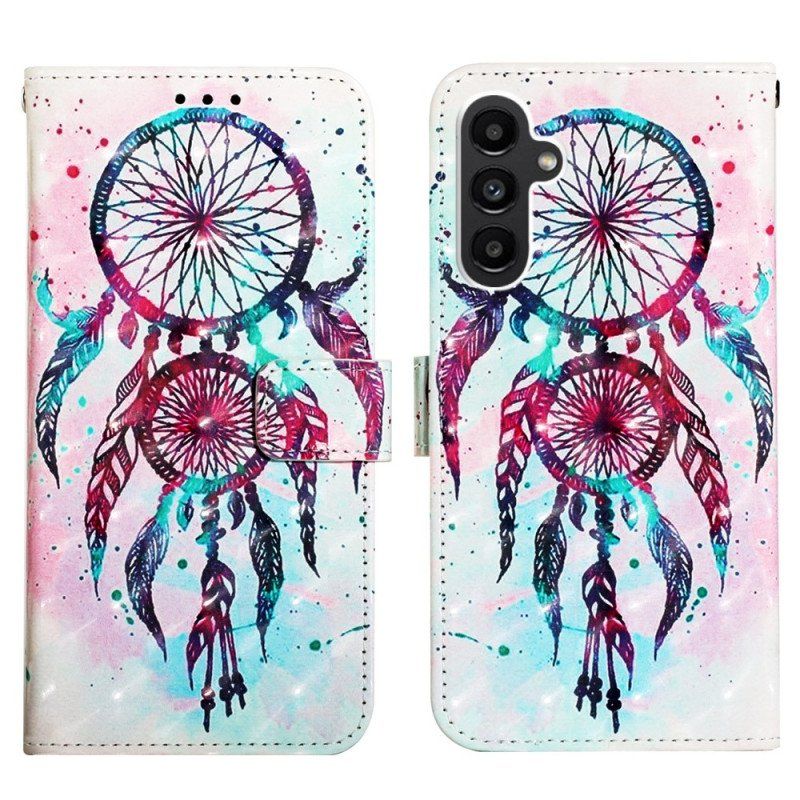 Läderfodral Samsung Galaxy A14 / A14 5G Med Kedjar Strap Dream Catcher