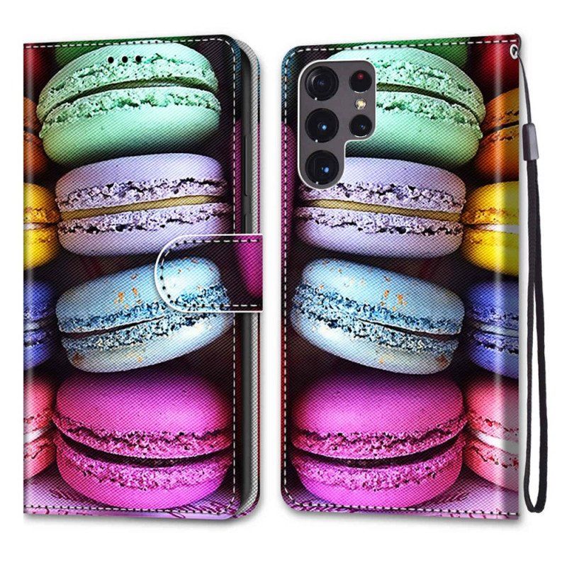 Läderfodral Samsung Galaxy S22 Ultra 5G Macarons