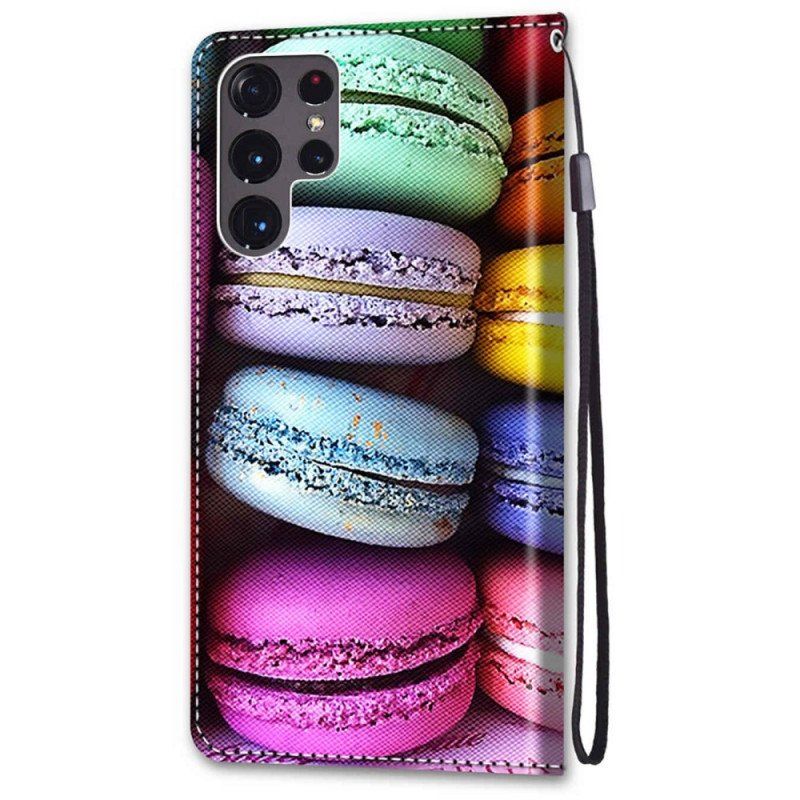 Läderfodral Samsung Galaxy S22 Ultra 5G Macarons