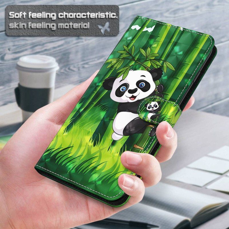 Läderfodral Sony Xperia 5 IV Med Kedjar Bambu Panda Med Snodd