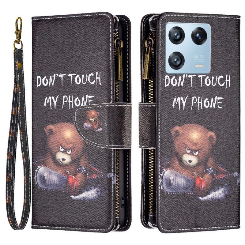 Läderfodral Xiaomi 13 Pro Blixtlåsficka Dangerous Bear