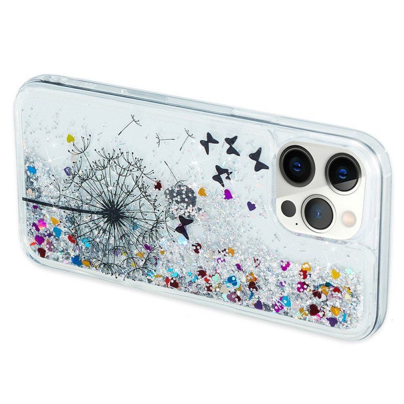 Mobilskal iPhone 15 Pro Maskros Glitter