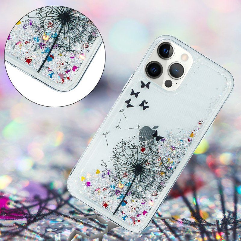 Mobilskal iPhone 15 Pro Maskros Glitter