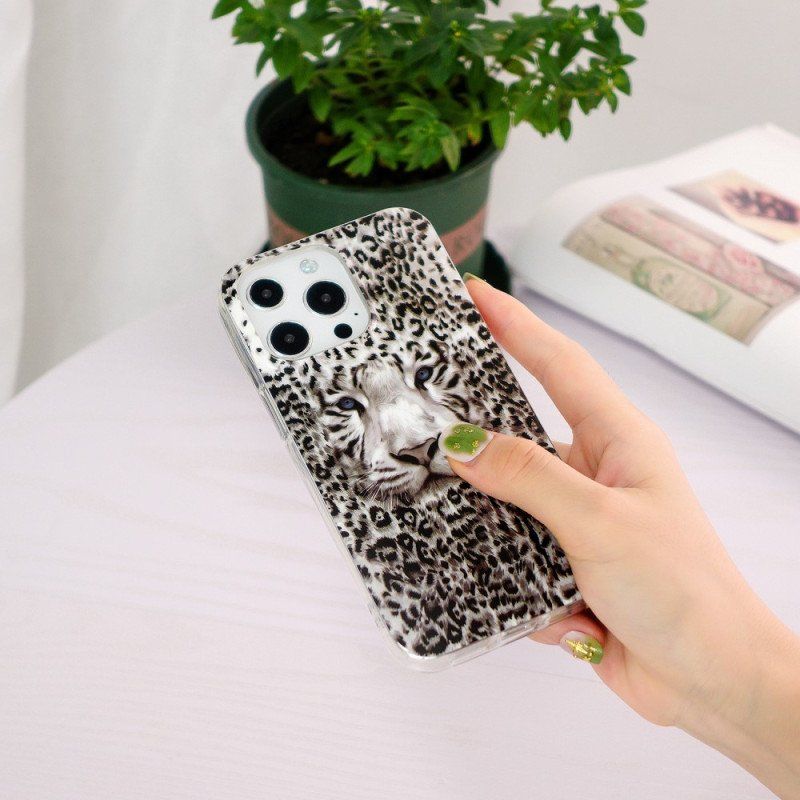 Mobilskal iPhone 15 Pro Max Fluorescerande Leopard