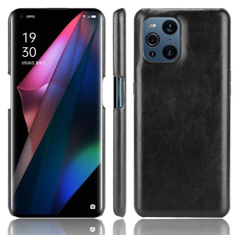 Mobilskal Oppo Find X3 Pro Litchi Lädereffekt