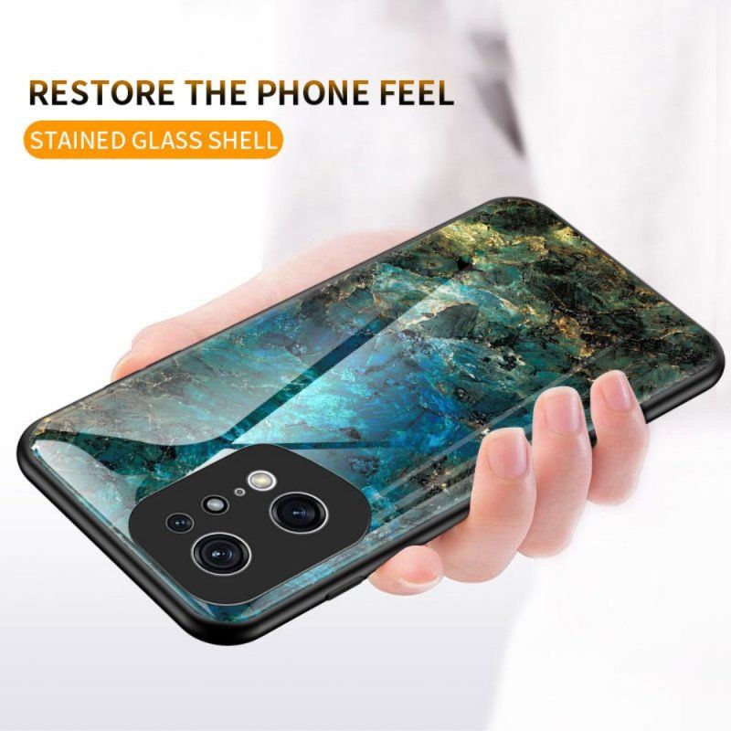 Mobilskal Oppo Find X5 Pro Marmorfärger Härdat Glas