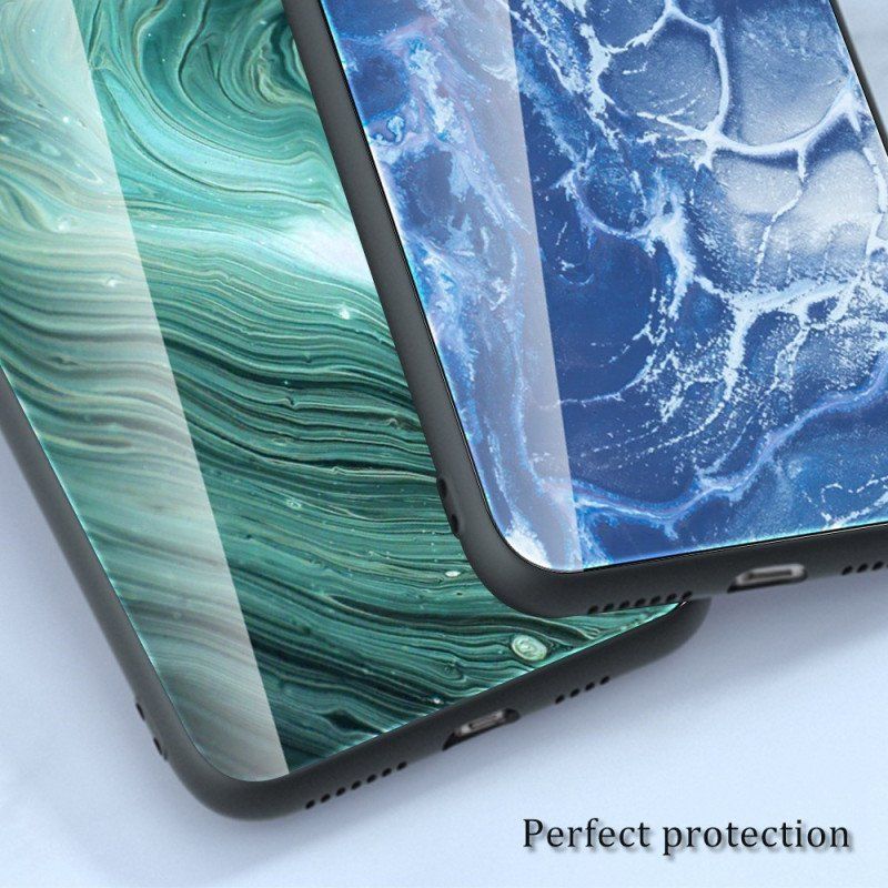 Mobilskal Oppo Reno 8 Pro Marmorfärger Härdat Glas